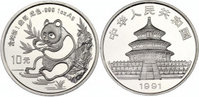 China 10 Yuan 1991
KM# 386, N# 30111 ; Silver; Panda with legs in water; UNC