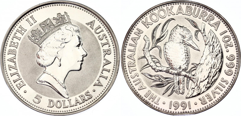 Australia 5 Dollars 1991
KM# 138; N# 22330; Silver; Elizabeth II; Australian Ko...