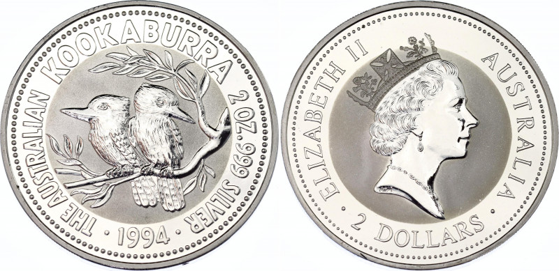 Australia 2 Dollar 1994
KM# 230, N# 165261; Silver; Two Kookaburras on branch; ...