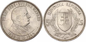 Czechoslovakia 50 Korun 1944
KM# 10; Schön# 10; N# 6088; Silver; 5th Anniversary of the Slovak Republic; UNC Toned