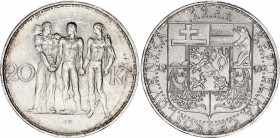 Czechoslovakia 20 Korun 1934
KM# 17; N# 12629; Silver; UNC with full mint luster.