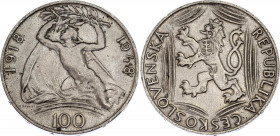 Czechoslovakia 100 Korun 1948
KM# 27; Schön# 34; N# 12650; Silver; 30th Anniversary of Independence; AUNC Toned