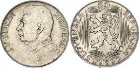 Czechoslovakia 50 Korun 1949
KM# 28; Schön# 36; N# 3975; Silver; 70th Birthday of Josef V. Stalin; UNC