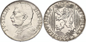 Czechoslovakia 100 Korun 1949
KM# 30; Schön# 37; N# 17467; Silver; 70th Birthday of Josef V. Stalin; UNC with minor hairlines