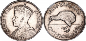 New Zealand 1 Florin 1934 NGC AU 58
KM# 4, N# 4016; Silver; George V