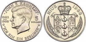 Niue 5 Dollars 1988
KM# 17; N# 24290; Copper-Nickel; Elizabeth II; J.F. Kennedy "Ich bin ein Berliner"; UNC Toned