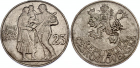 Czechoslovakia 25 Korun 1955
KM# 43; Schön# 48; N# 18478; Silver; 10th Anniversary - Liberation from Germany; AUNC Toned