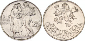 Czechoslovakia 25 Korun 1955
KM# 43; Schön# 48; Silver; 10th Anniversary - Liberation from Germany; UNC Toned