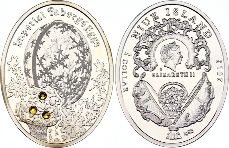 Niue 1 Dollar 2012
N# 172289; Silver with Swarovski crystals 16.81g.; Winter Eg...