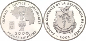 Papua New Guinea New Guinea 2000 Francs 2002 Rare
KM# 65; Silver, Proof; Mintage 500 pcs only!