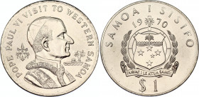 Samoa 1 Tala 1970
KM# 10; N# 20390; Copper-Nickel; Tanumafili II; Pope Paul VI's Visit to Western Samoa; MInt: Canberra; Mintage 32319; UNC