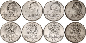 Czechoslovakia 4 x 20 Korun 1972
KM# 76; N# 12631; Silver; Centennial - Death of Andrej Sladkovic; UNC.