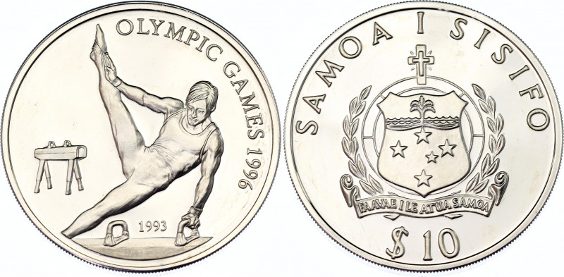 Samoa 10 Tala 1993
KM# 97, N# 85098; Silver., Proof; Olympiad 1996; Gymnastics