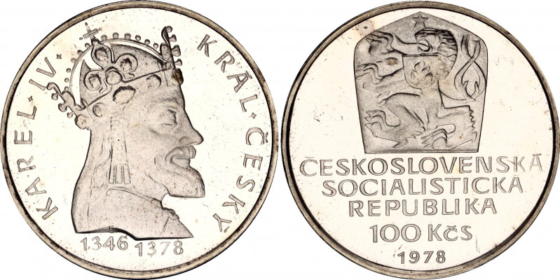 Czechoslovakia 100 Korun 1978 Charles IV Proof
KM# 93; 600 Years - Death of Kin...