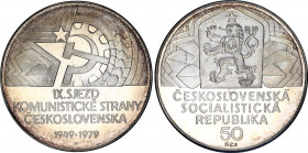 Czechoslovakia 50 Korun 1979 Sjezd Proof
KM# 98; 30th Anniversary of 9th Communist Party Congress. IX. SJEZD KOMUNISTICKÉ STRANY ČESKOSLOVENSKA 1949 ...