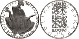 Czech Republic 200 Korun 1996 Gaspar Proof
KM# 24; 200th Anniversary of the Birth of Jean-Baptiste Gaspard Deburau. Silver, Proof. Mintage 2000 Only....