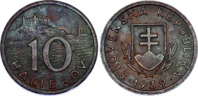 Slovakia 10 Halierov 1939
KM# 1; N# 9945; Brass; UNC Toned