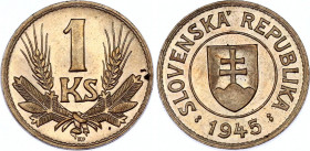 Slovakia 1 Koruna 1945
KM# 6, N# 3997; UNC- with mint luster