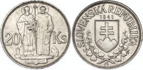Slovakia 50 Korun 1941
KM# 7.1; Schön# 9; N# 6483; Silver; St. Cyril and St. Methodius; AUNC Toned