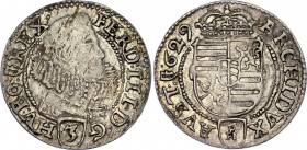 Austria 3 Kreuzer 1629 PH
Her# 53b; Halačka 1335a; N# 83557; Silver; Ferdinand III; Mint: Glatz; XF