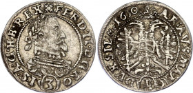 Austria 3 Kreuzer 1630 PH
Her# 1287; N# 204732; Silver; Ferdinand II; Mint: Glatz; VF-XF