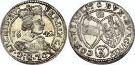 Austria Tyrol 3 Kreuzer 1642
KM# 852; N# 74100; Silver; Ferdinand Karl Regency; Mint: Hall; AUNC Luster