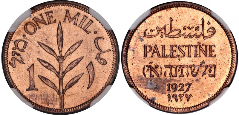 Palestine 1 Mil 1927 NGC UNC
KM# 1, N# 5483; Bronze; NGC UNC Det. spot removals