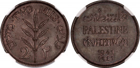Palestine 2 Mils 1941 NGC MS 64 BN
KM# 2, N# 6641; Bronze