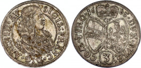 Austria Tyrol 3 Kreuzer 1665
KM# 1209; MT# 536; N# 44252; Silver; Sigismund Franz; Mint: Hall; XF-AUNC Toned