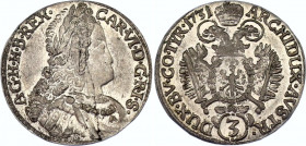Austria 3 Kreuzer 1731
KM# 1587; N# 39145; Silver; Karl VI; Mint: Hall; XF