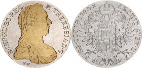 Austria Taler 1780 X Restrike
KM# T1, N# 7393; Silver., Gold Plated part; Maria Theresia; UNC