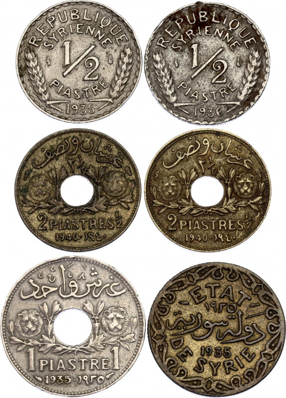 Syria Lot of 6 Coins 1935 - 1940
Various Dates & Denominations; XF