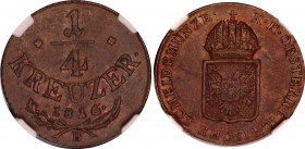 Austria 1 Kreuzer 1816 B NGC MS 61 BN
KM# 2113, N# 3169; Copper; Franz I