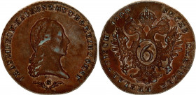 Austria 6 Kreuzer 1800 S
KM# 2128; N# 5217; Copper; Franz II; Mint: Schmöllnitz; AUNC