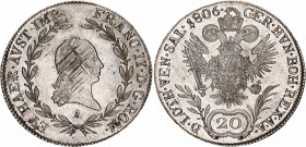 Austria 20 Kreuzer 1806 A
KM# 2140, N# 7076; Silver; Franz II; UNC