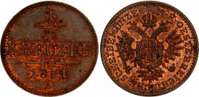 Austria 1/4 Kreuzer 1851 A
KM# 2180, N# 11525; Silver; UNC, mint luster remains