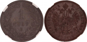 Austria 1 Kreuzer 1860 B NGC MS 63 BN
KM# 2186, N# 2360; Copper; Franz Joseph I