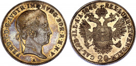 Austria 20 Kreuzer 1846 A
KM# 2208; N# 18459; Silver; Ferdinand I; Mint: Vienna; UNC with nice patina.