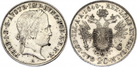 Austria 20 Kreuzer 1848 A
KM# 2208; Adamo# D7; N# 18459; Silver; Ferdinand I; Mint: Vienna; UNC
