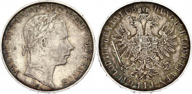 Austria 1 Florin 1858 M
KM# 2219; N# 7004; Silver; Franz Joseph I; Mint: Milano; VF+ Toned