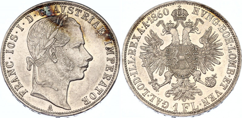 Austria 1 Florin 1860 A
KM# 2219; N# 7004; Silver, Franz Joseph I, Mint: Vienna...