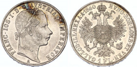 Austria 1 Florin 1860 A
KM# 2219; N# 7004; Silver, Franz Joseph I, Mint: Vienna; UNC with minor hairlines
