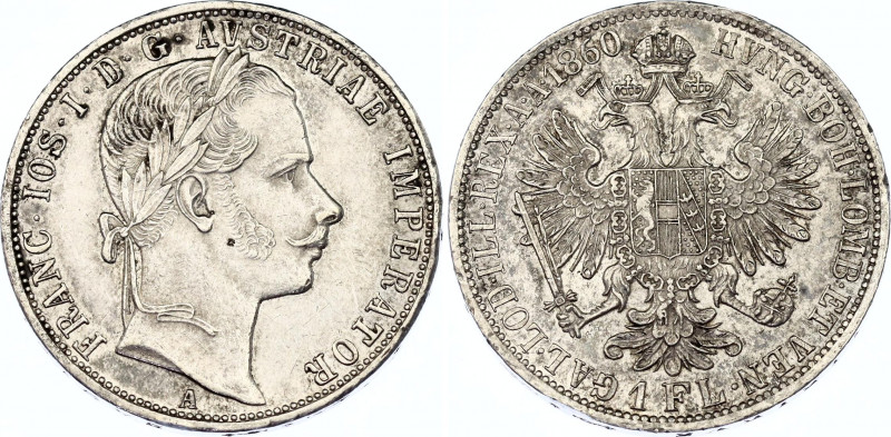 Austria 1 Florin 1860 A
KM# 2219; N# 7004; Silver; Franz Joseph I; Mint: Vienna...