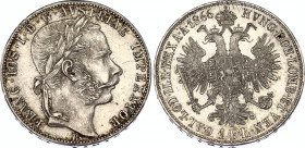 Austria 1 Florin 1866 B
KM# 2220; N# 33519; Silver, Franz Joseph I, Mint: Kremnitz; Rare date; UNC Toned