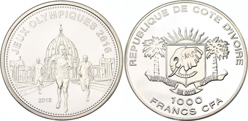 Ivory Coast 1000 Francs 2015
Silver., Proof; (0.999) 20.00 g.; Olympic Games 20...