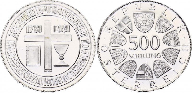 Austria 500 Schilling 1981
KM# 2954; N# 21945; Silver; 200th Anniversary of Rel...