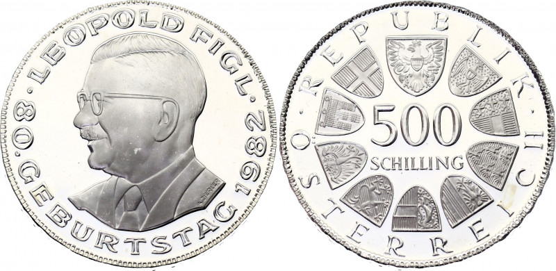 Austria 500 Schilling 1982
KM# 2959; N# 44281; Silver; 80th Anniversary - Birth...