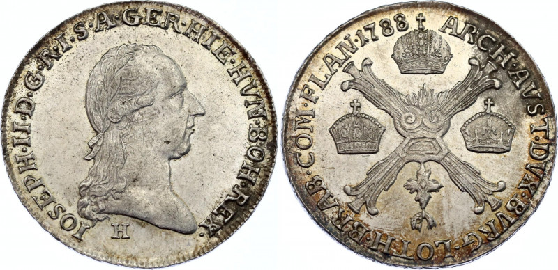 Austrian Netherlands 1/4 Kronentaler 1788 H Rare
KM# 38; N# 26307; Silver 7.38 ...