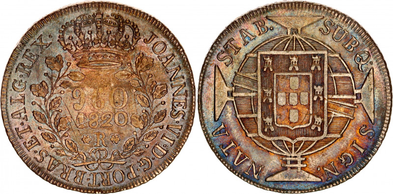 Brazil 960 Reis 1820 R
KM# 326.1, N# 28705; Silver; João VI; XF+ with nice toni...