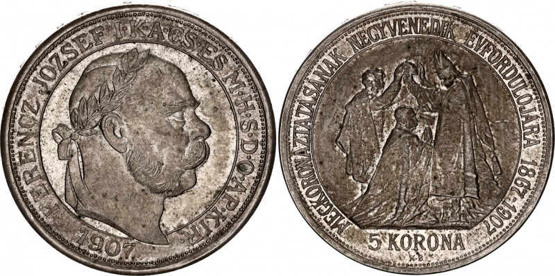 Hungary 5 Korona 1907 KB
KM# 489, ÉH# 1493, H# 2214; N# 157590; Silver; Mint: K...